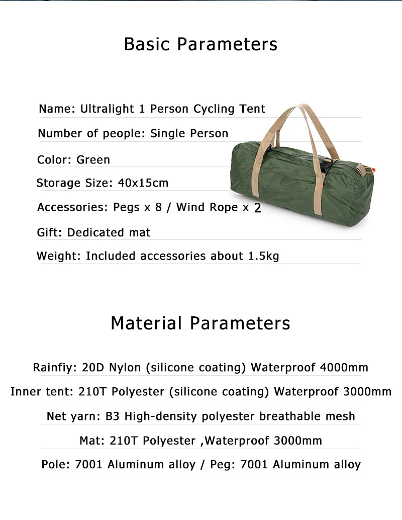 Naturehike Ultralight 1-Person Waterproof Backpacking Tent