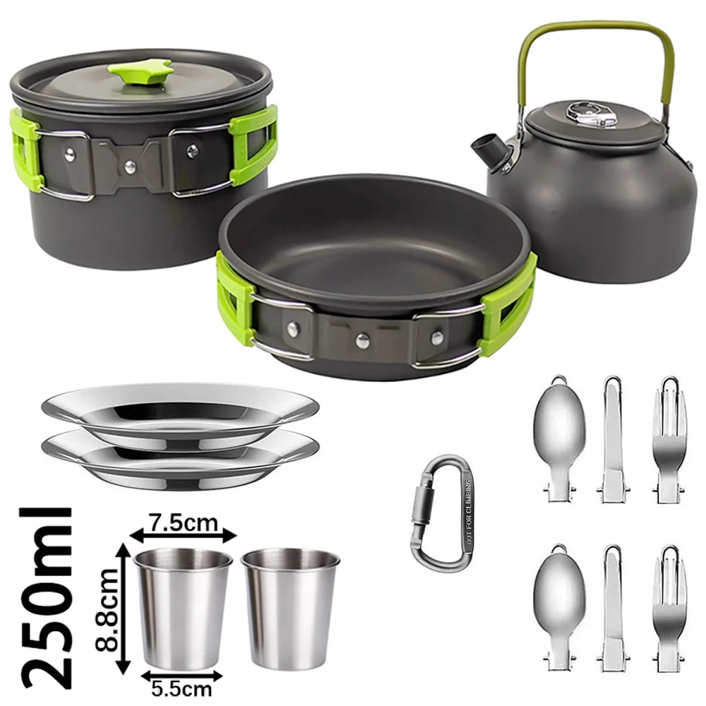 Camping Cookware & Tableware Set for 2–3 People