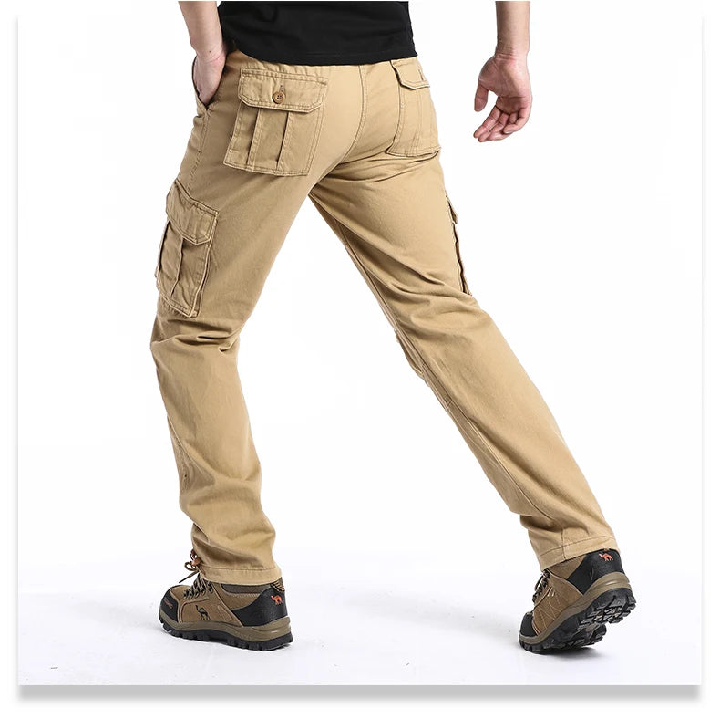 Men's Tactical Cotton Jogger Pants with Large Pockets