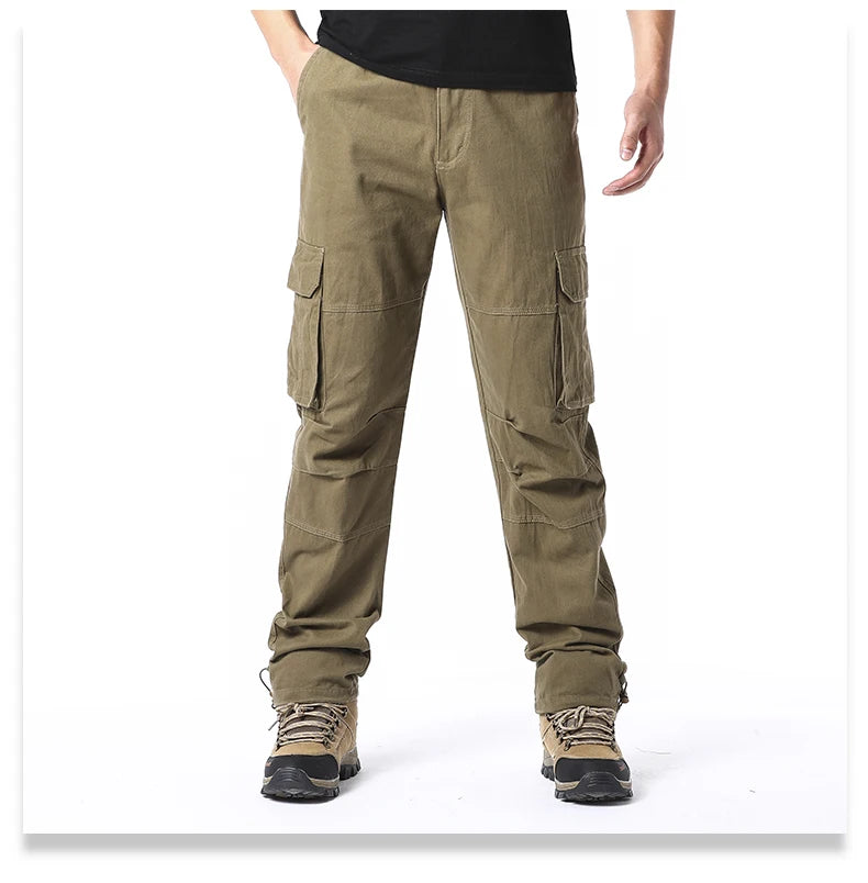 Men's Tactical Cotton Jogger Pants with Large Pockets