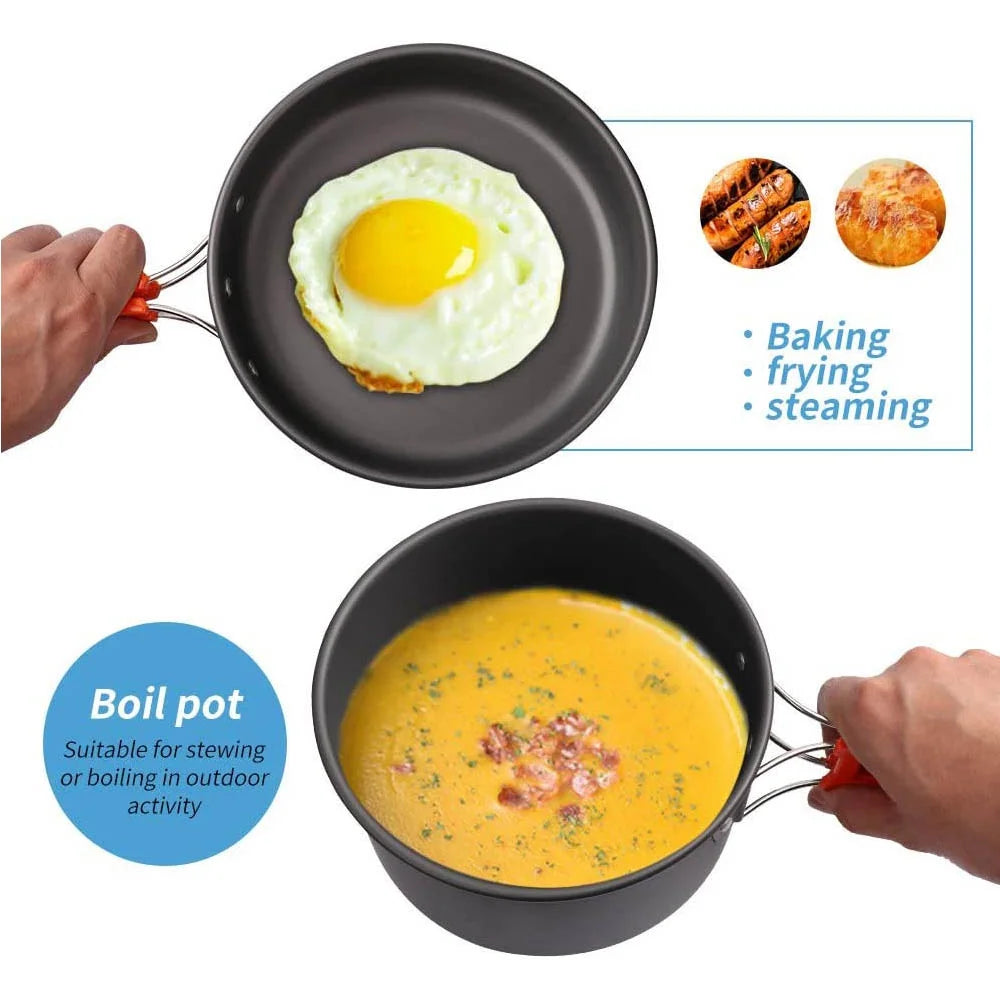 Camping Cookware & Tableware Set for 2–3 People