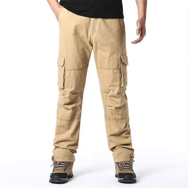 Men's Tactical Cotton Jogger Pants with Large Pockets