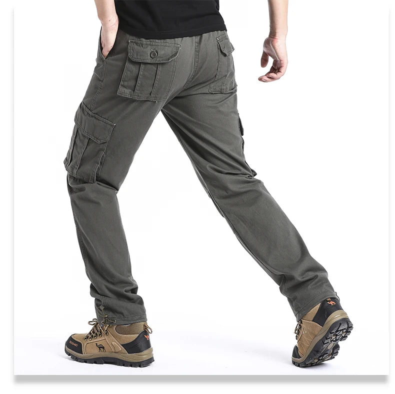 Men's Tactical Cotton Jogger Pants with Large Pockets