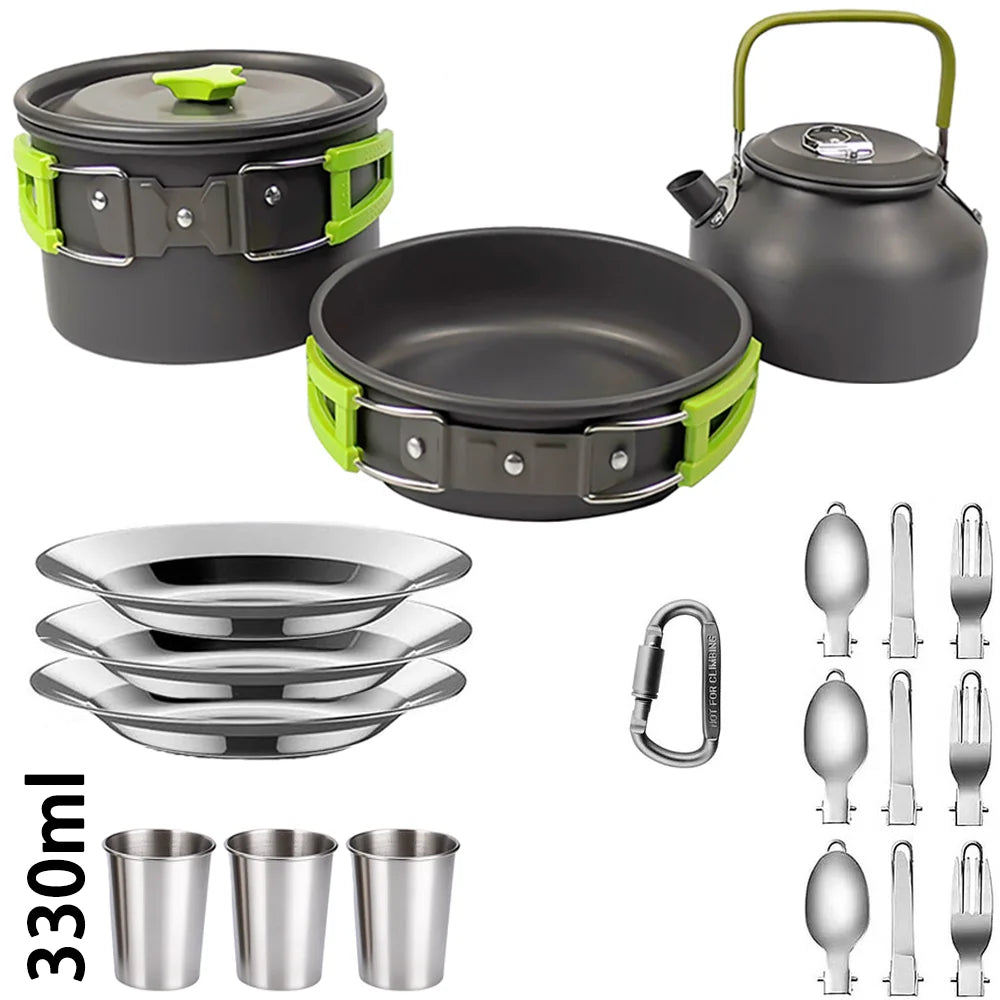 Camping Cookware & Tableware Set for 2–3 People