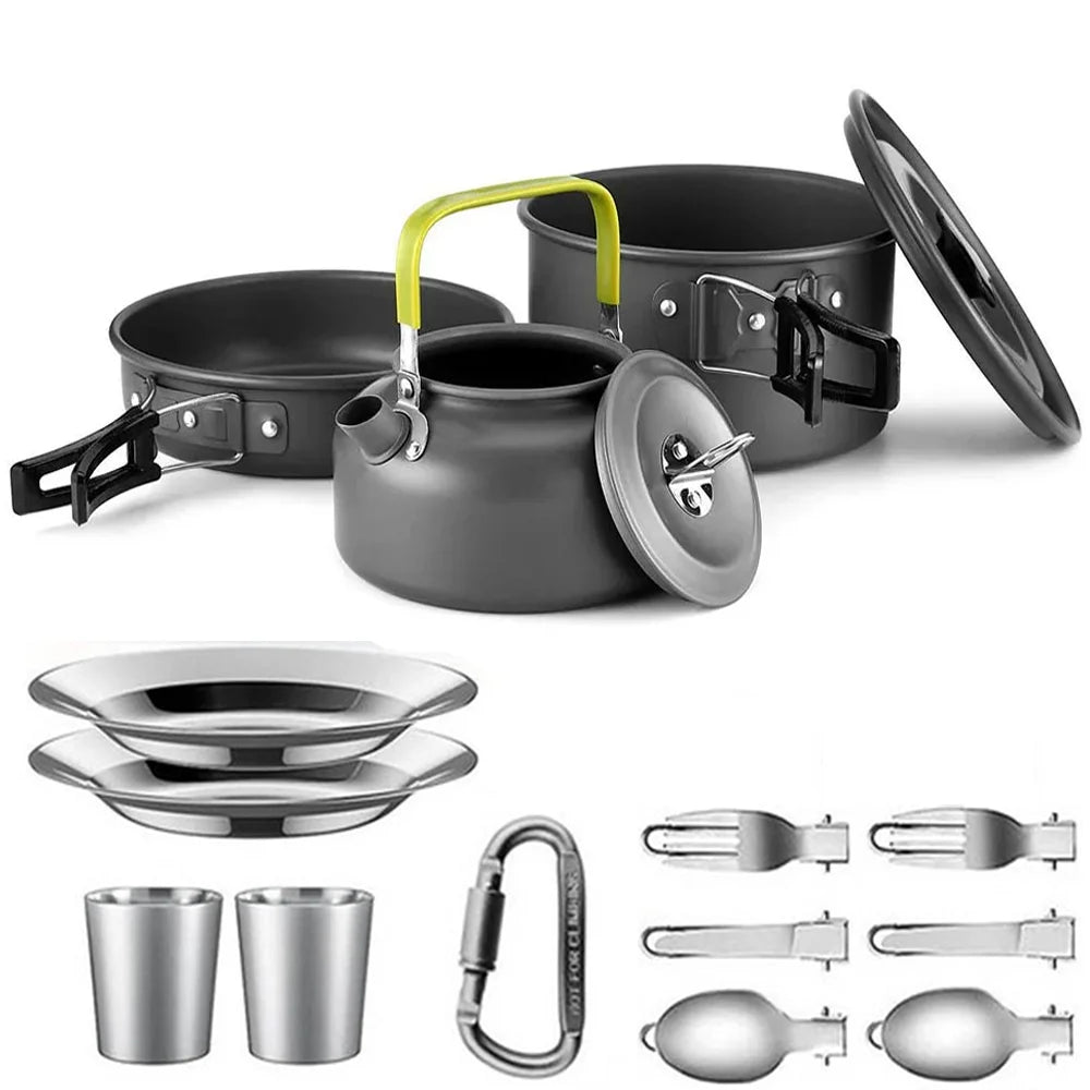 Camping Cookware & Tableware Set for 2–3 People