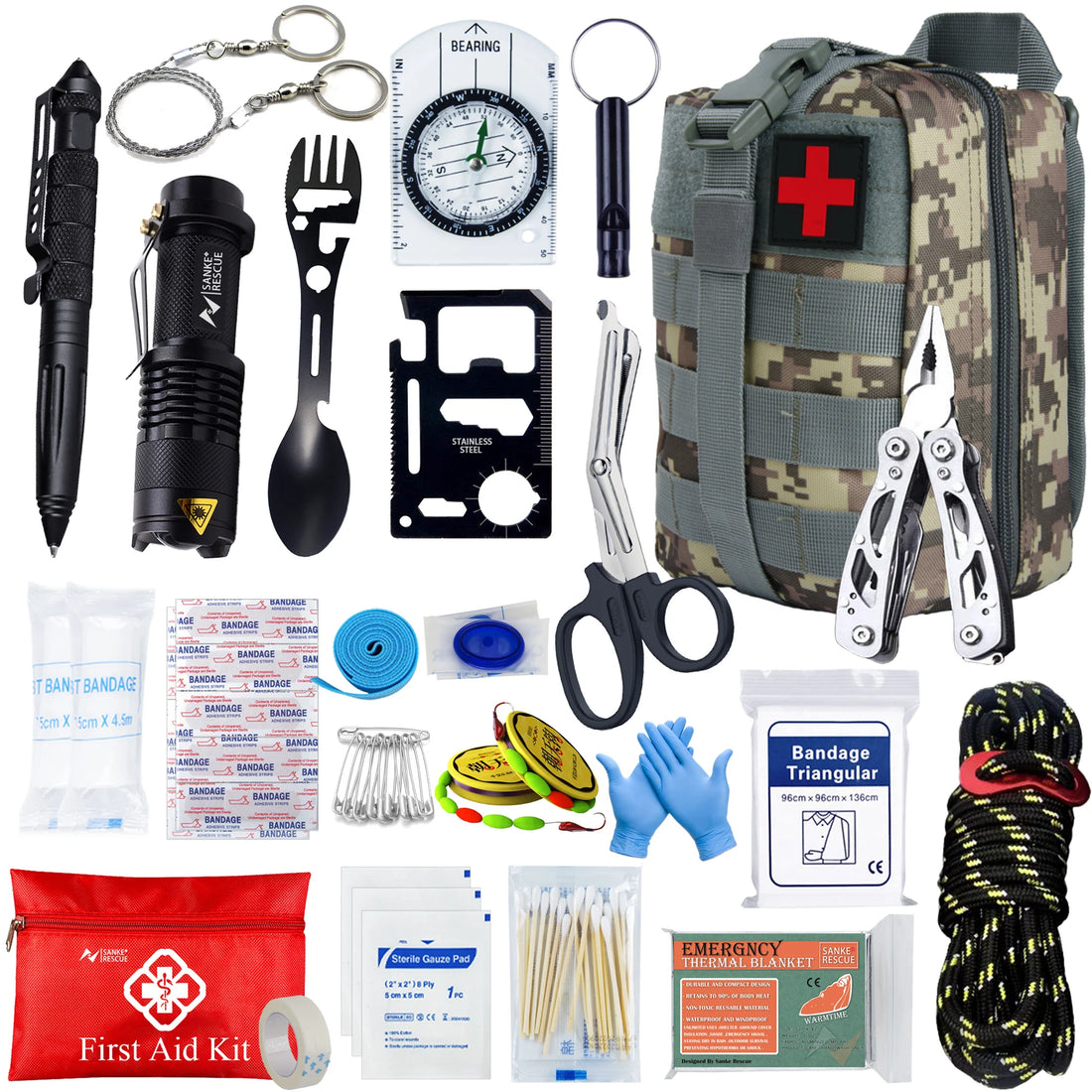 Survival First Aid Kit with MOLLE & Trauma Gear for Outdoors