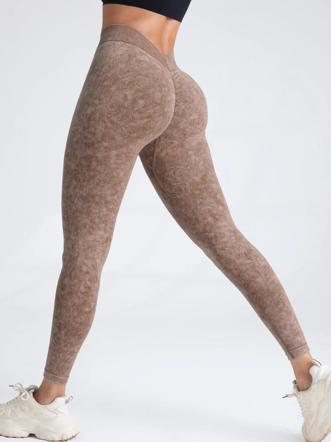 V-Back Scrunch Seamless Workout Leggings – US Stock