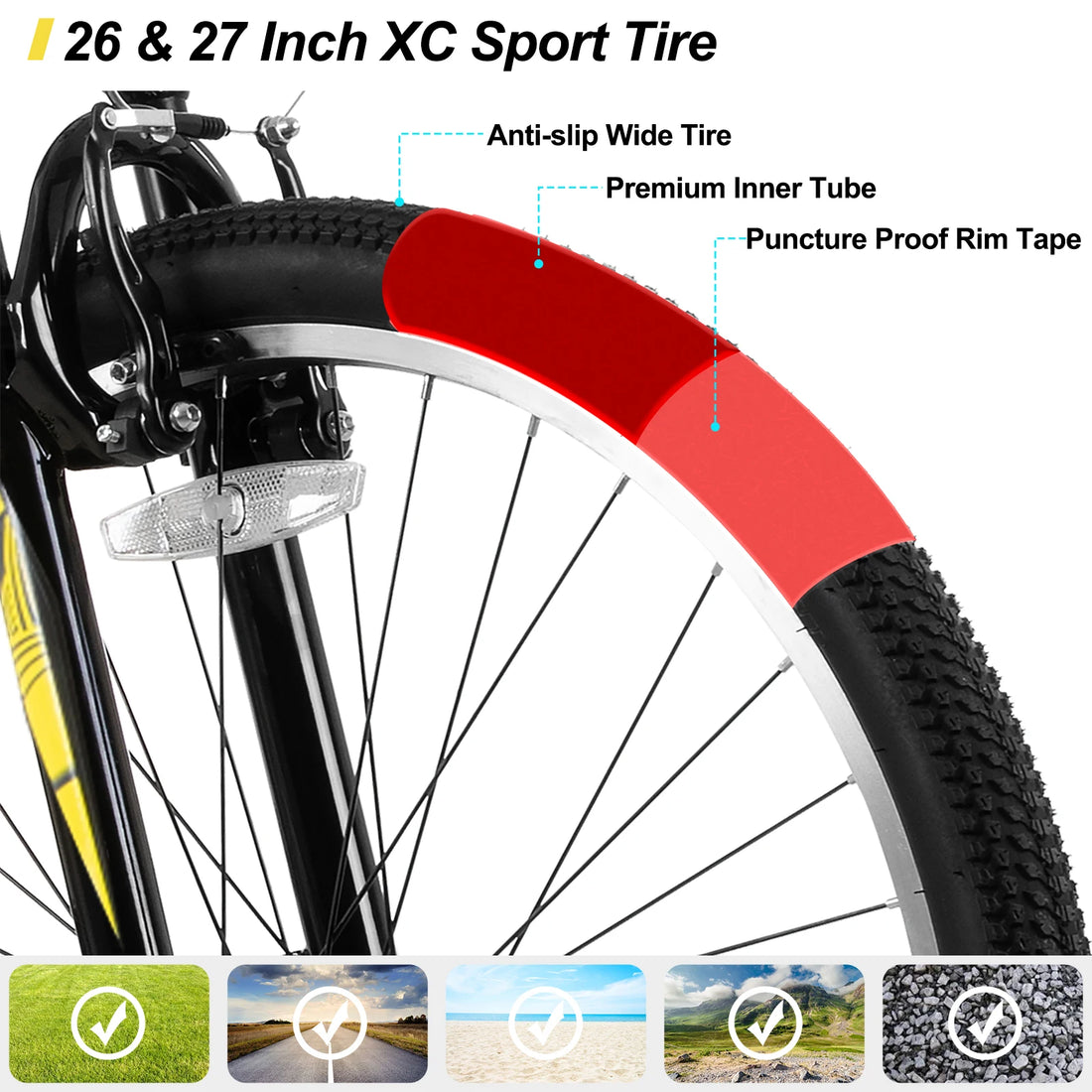 Hiland 26/27.5" Mountain Bike with 21 Speeds & Steel Frame