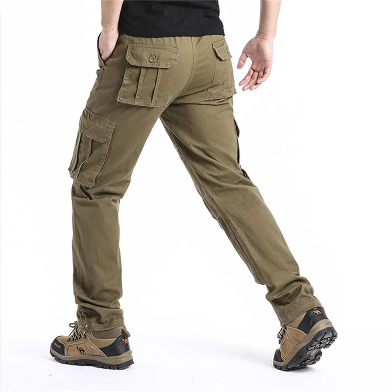 Men's Tactical Cotton Jogger Pants with Large Pockets
