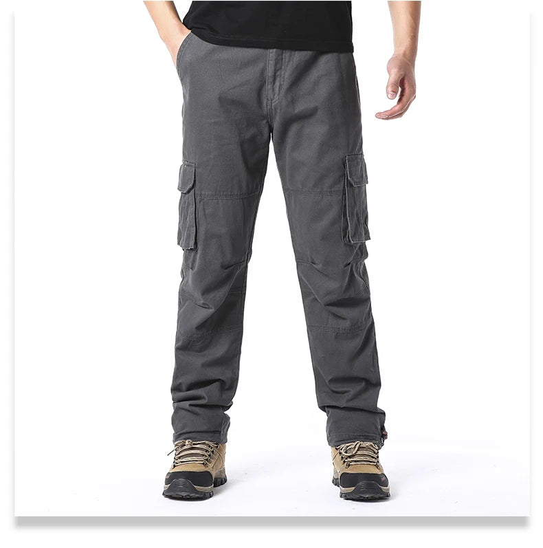 Men's Tactical Cotton Jogger Pants with Large Pockets