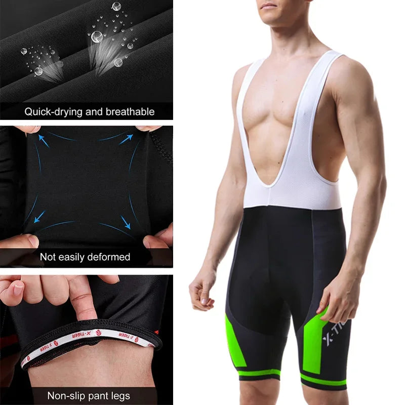 X-TIGER Pro Cycling Bib Shorts with 5D Gel Pad