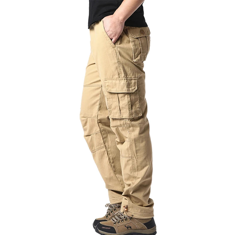 Men's Tactical Cotton Jogger Pants with Large Pockets