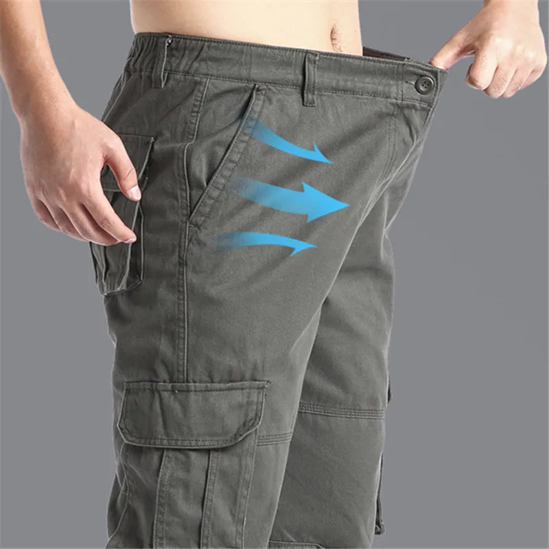 Men's Tactical Cotton Jogger Pants with Large Pockets