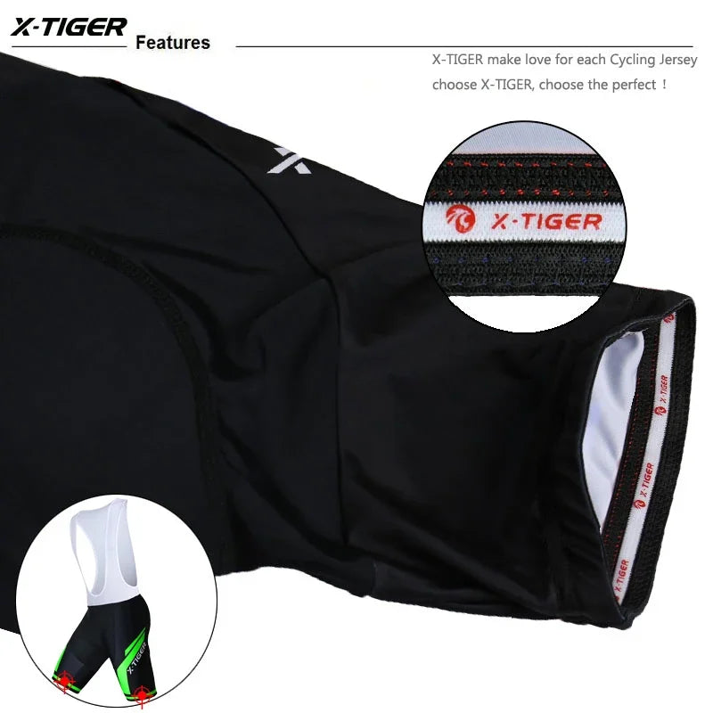 X-TIGER Pro Cycling Bib Shorts with 5D Gel Pad