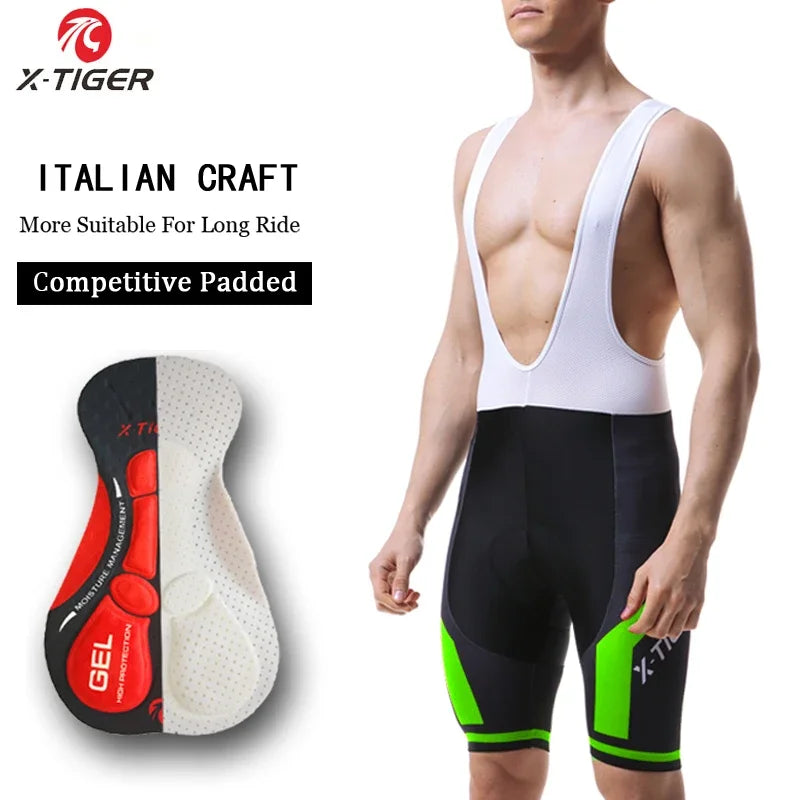 X-TIGER Pro Cycling Bib Shorts with 5D Gel Pad