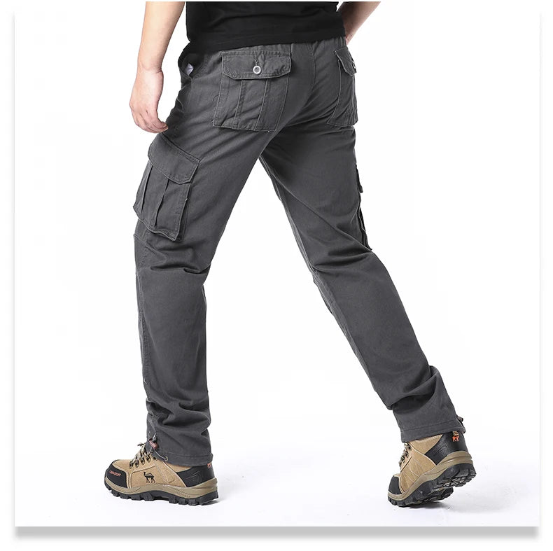 Men's Tactical Cotton Jogger Pants with Large Pockets