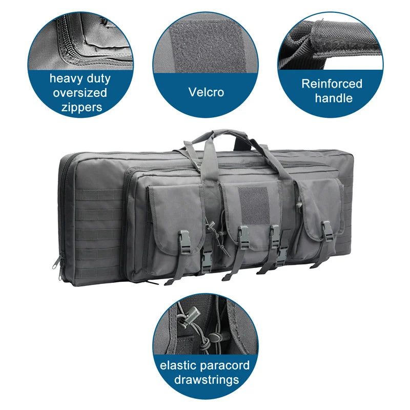 LQARMY Tactical Double Rifle Case with MOLLE & Backpack Straps