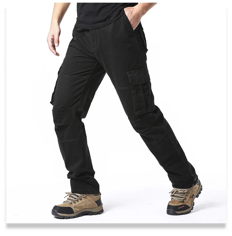 Men's Tactical Cotton Jogger Pants with Large Pockets