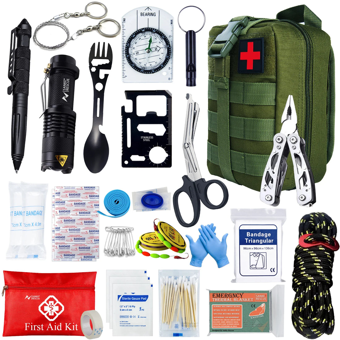 Survival First Aid Kit with MOLLE & Trauma Gear for Outdoors