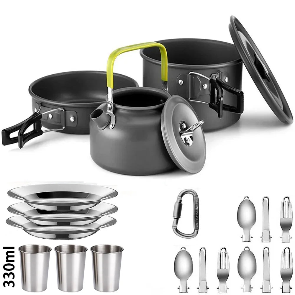 Camping Cookware & Tableware Set for 2–3 People