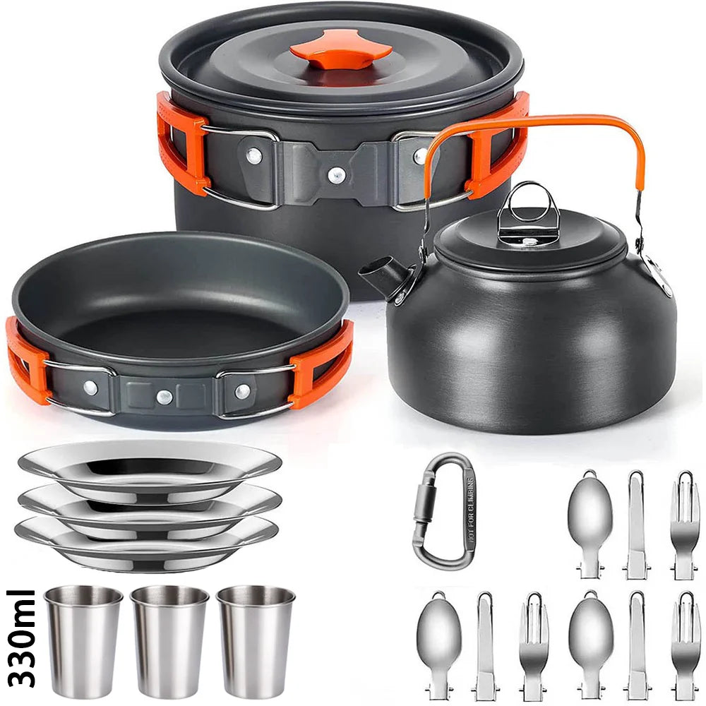 Camping Cookware & Tableware Set for 2–3 People