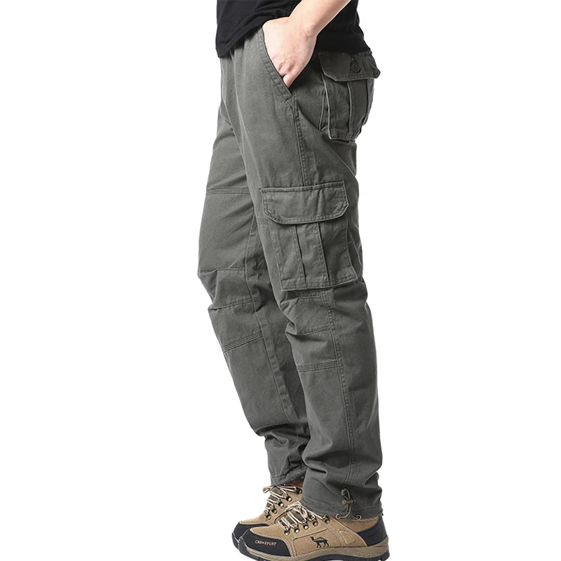 Men's Tactical Cotton Jogger Pants with Large Pockets