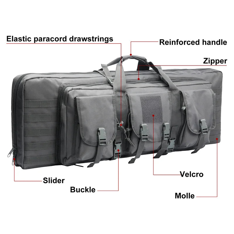 LQARMY Tactical Double Rifle Case with MOLLE & Backpack Straps