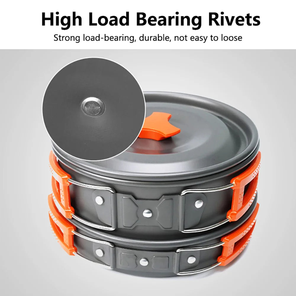 Camping Cookware & Tableware Set for 2–3 People