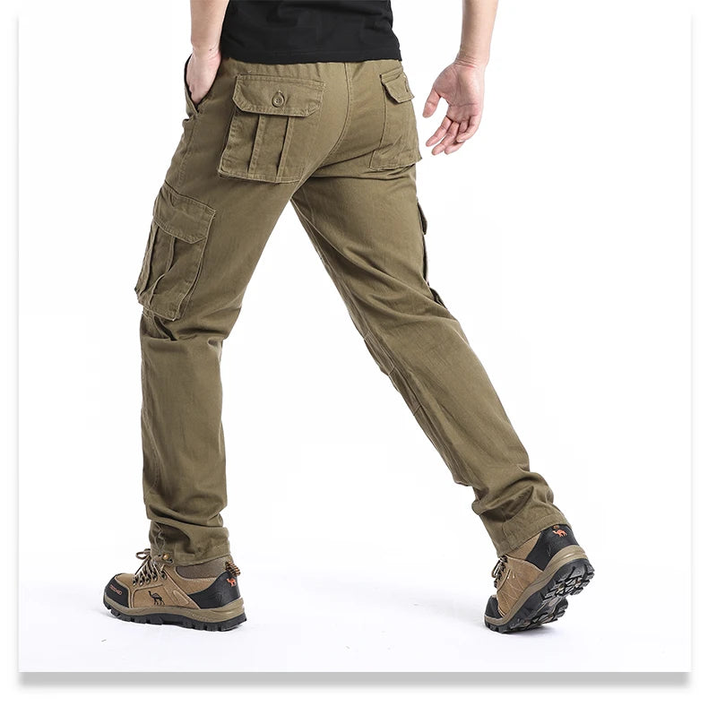 Men's Tactical Cotton Jogger Pants with Large Pockets