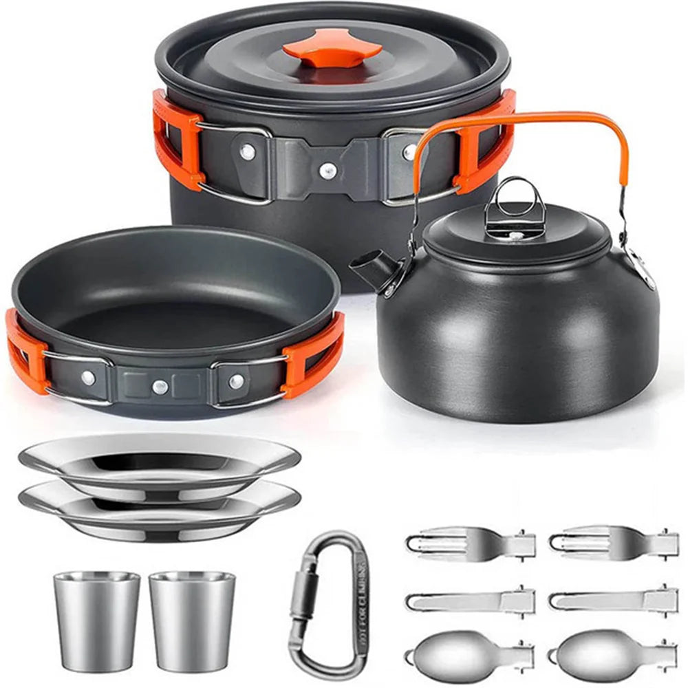 Camping Cookware & Tableware Set for 2–3 People