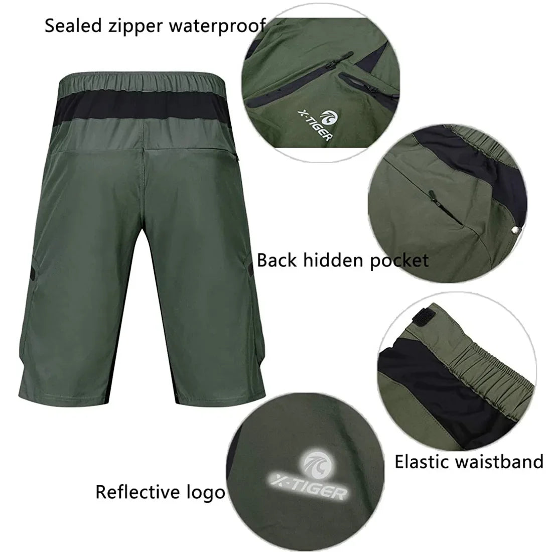 X-Tiger Men’s MTB Cycling Shorts with 5D Gel Pad