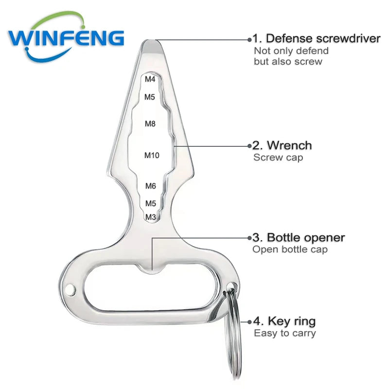 EDC Self-Defense Keychain Tool with Bottle Opener & Wrench
