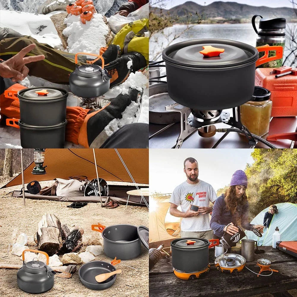 Camping Cookware & Tableware Set for 2–3 People
