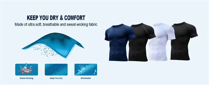 Men’s Compression Workout T-Shirt Quick-Dry Baselayer