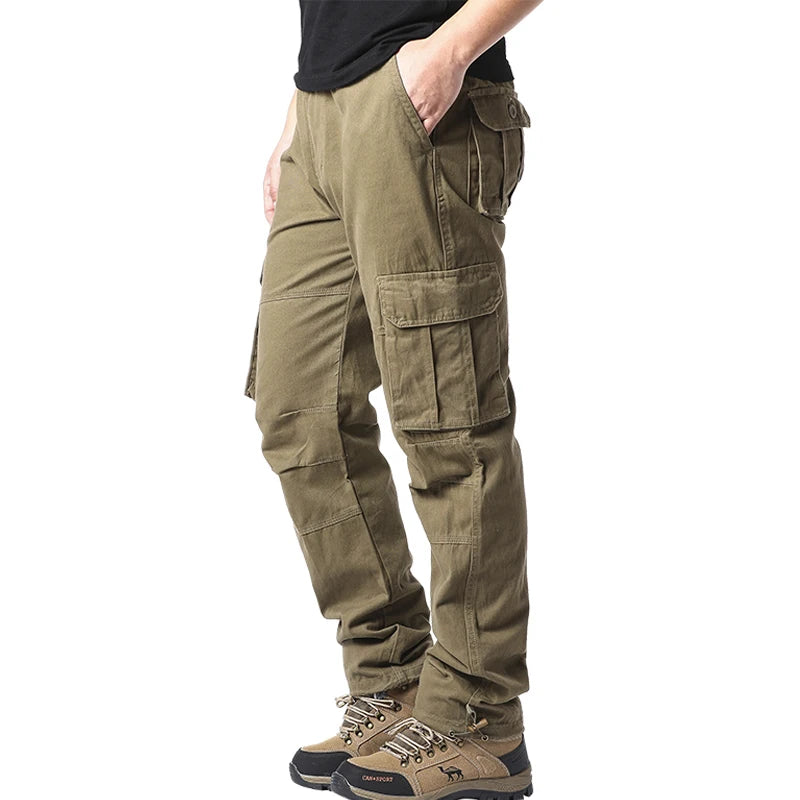 Men's Tactical Cotton Jogger Pants with Large Pockets