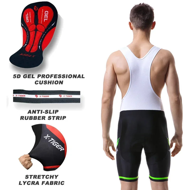 X-TIGER Pro Cycling Bib Shorts with 5D Gel Pad