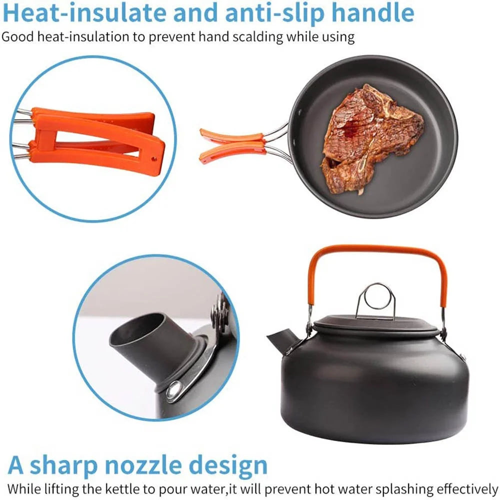 Camping Cookware & Tableware Set for 2–3 People
