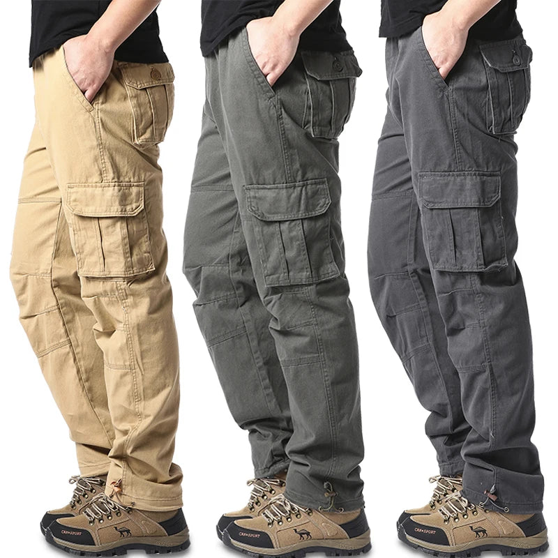 Men's Tactical Cotton Jogger Pants with Large Pockets