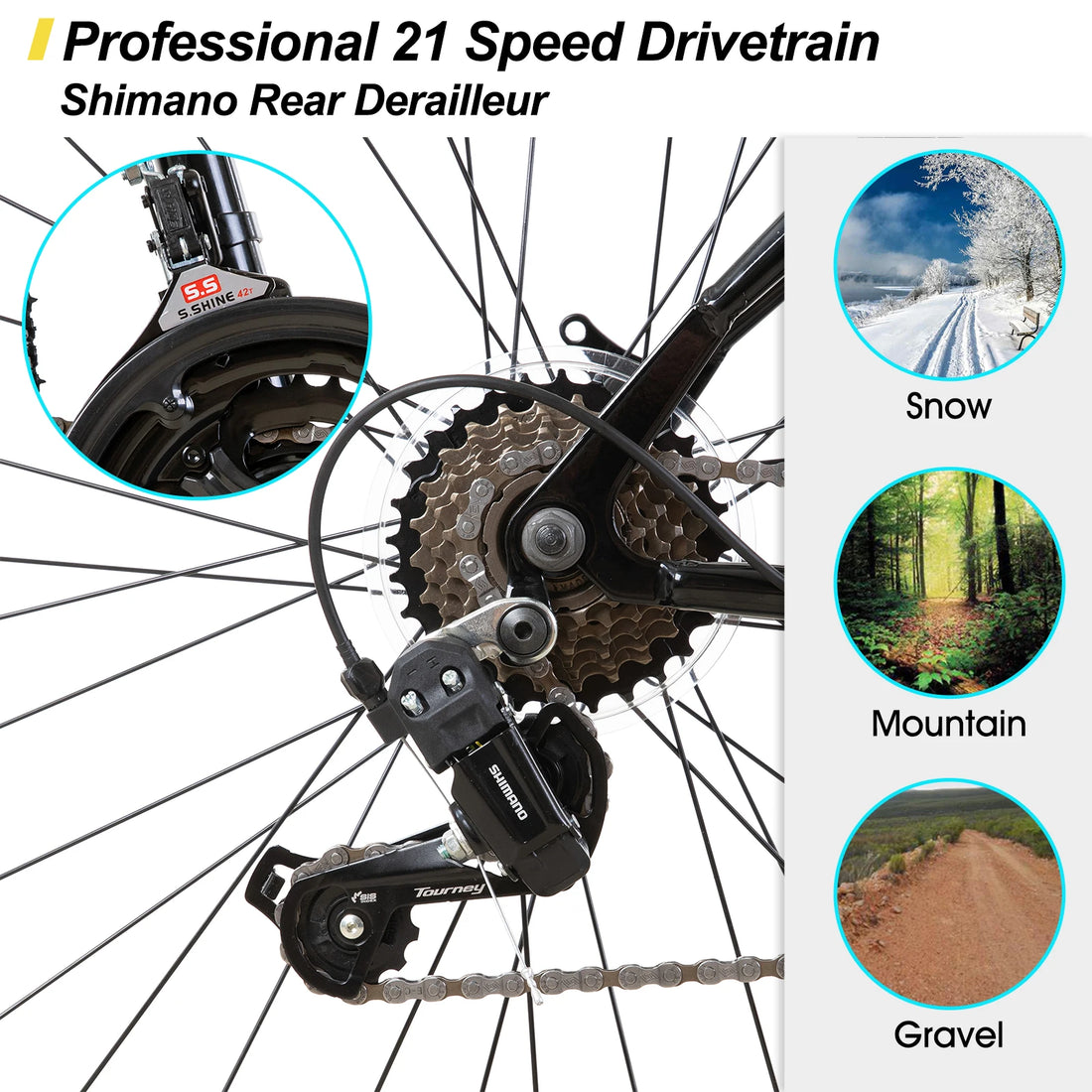 Hiland 26/27.5" Mountain Bike with 21 Speeds & Steel Frame