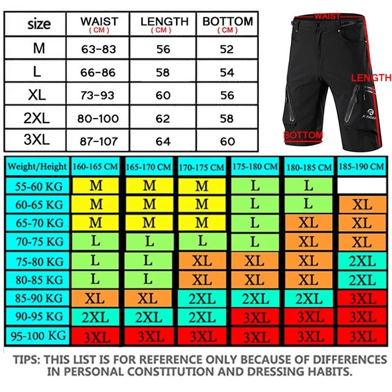 X-Tiger Men’s MTB Cycling Shorts with 5D Gel Pad