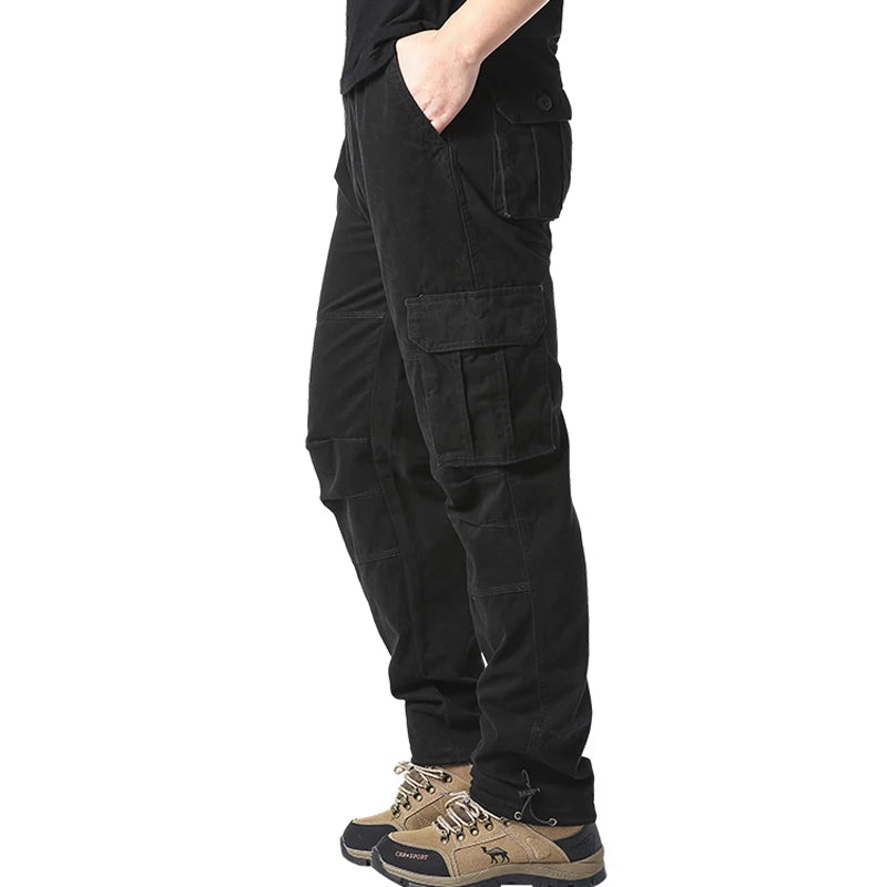 Men's Tactical Cotton Jogger Pants with Large Pockets