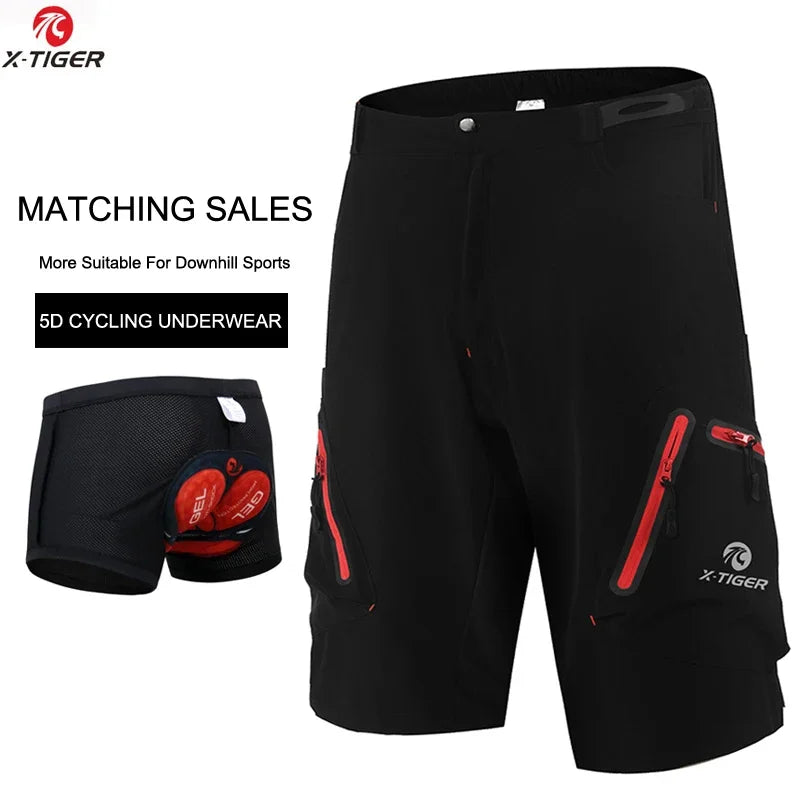 X-Tiger Men’s MTB Cycling Shorts with 5D Gel Pad