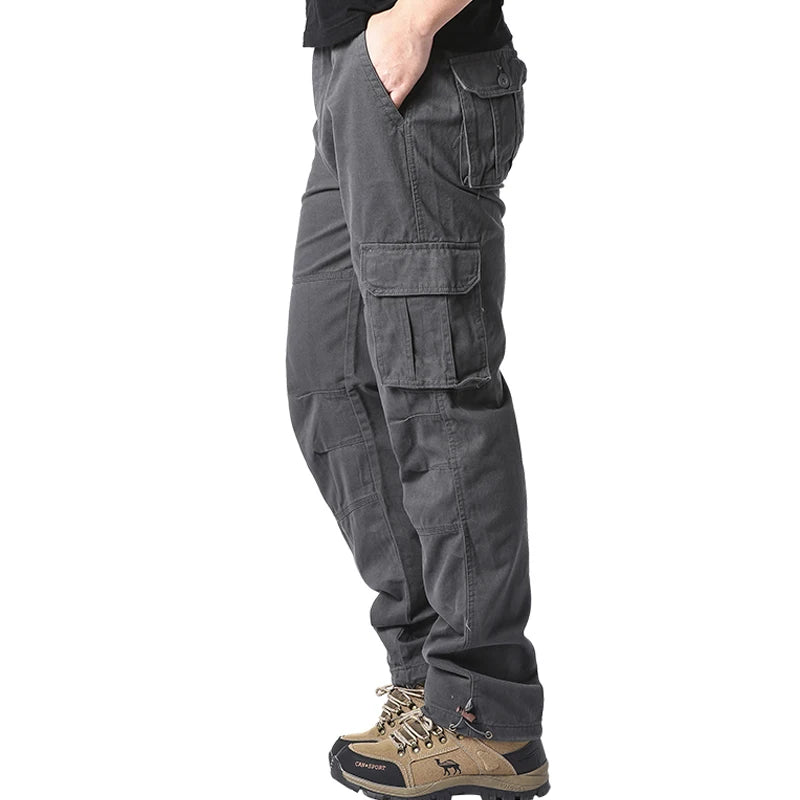 Men's Tactical Cotton Jogger Pants with Large Pockets
