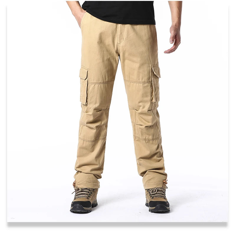 Men's Tactical Cotton Jogger Pants with Large Pockets
