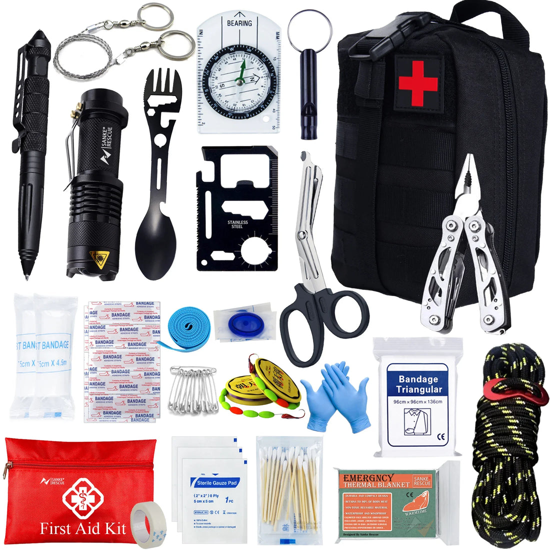 Survival First Aid Kit with MOLLE & Trauma Gear for Outdoors