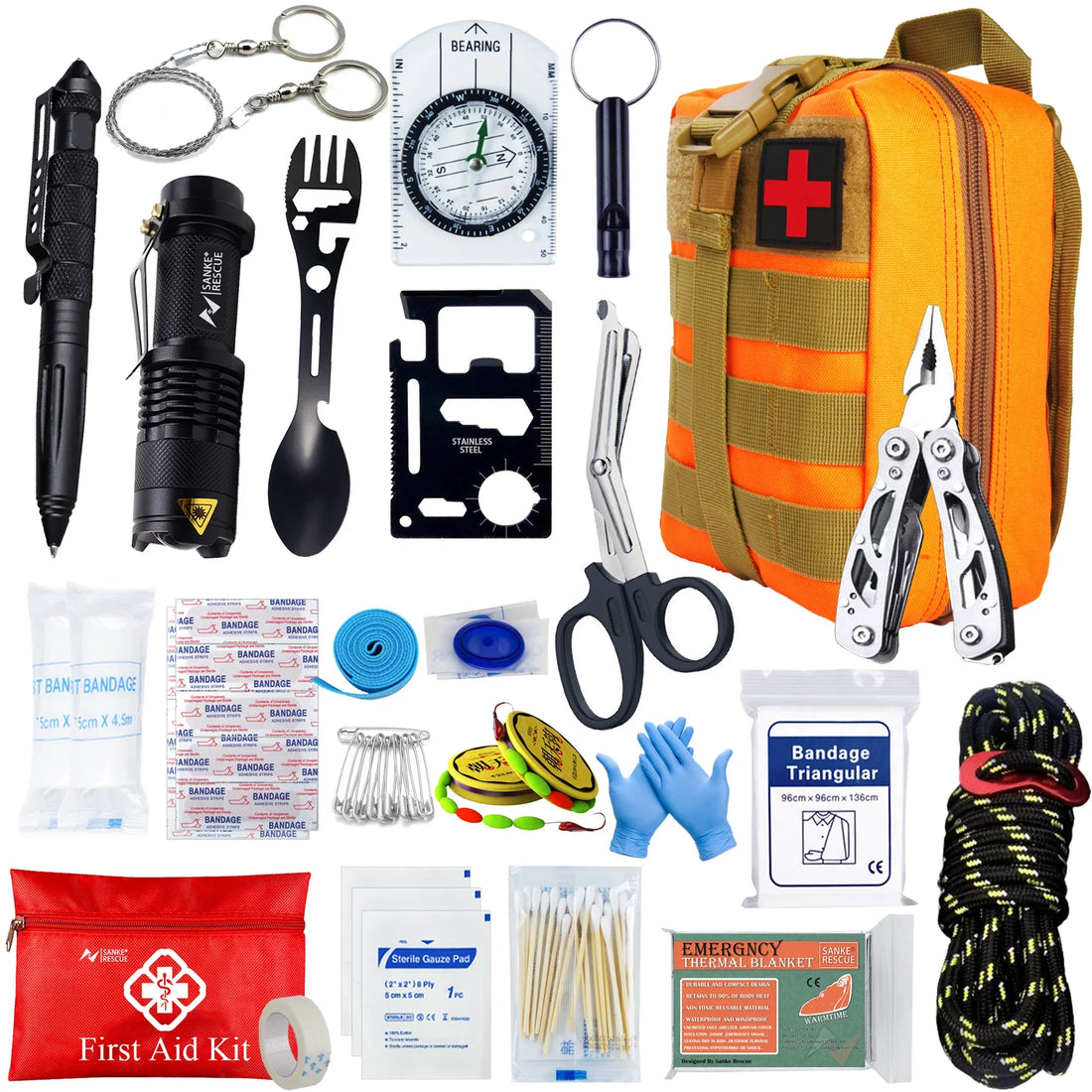 Survival First Aid Kit with MOLLE & Trauma Gear for Outdoors