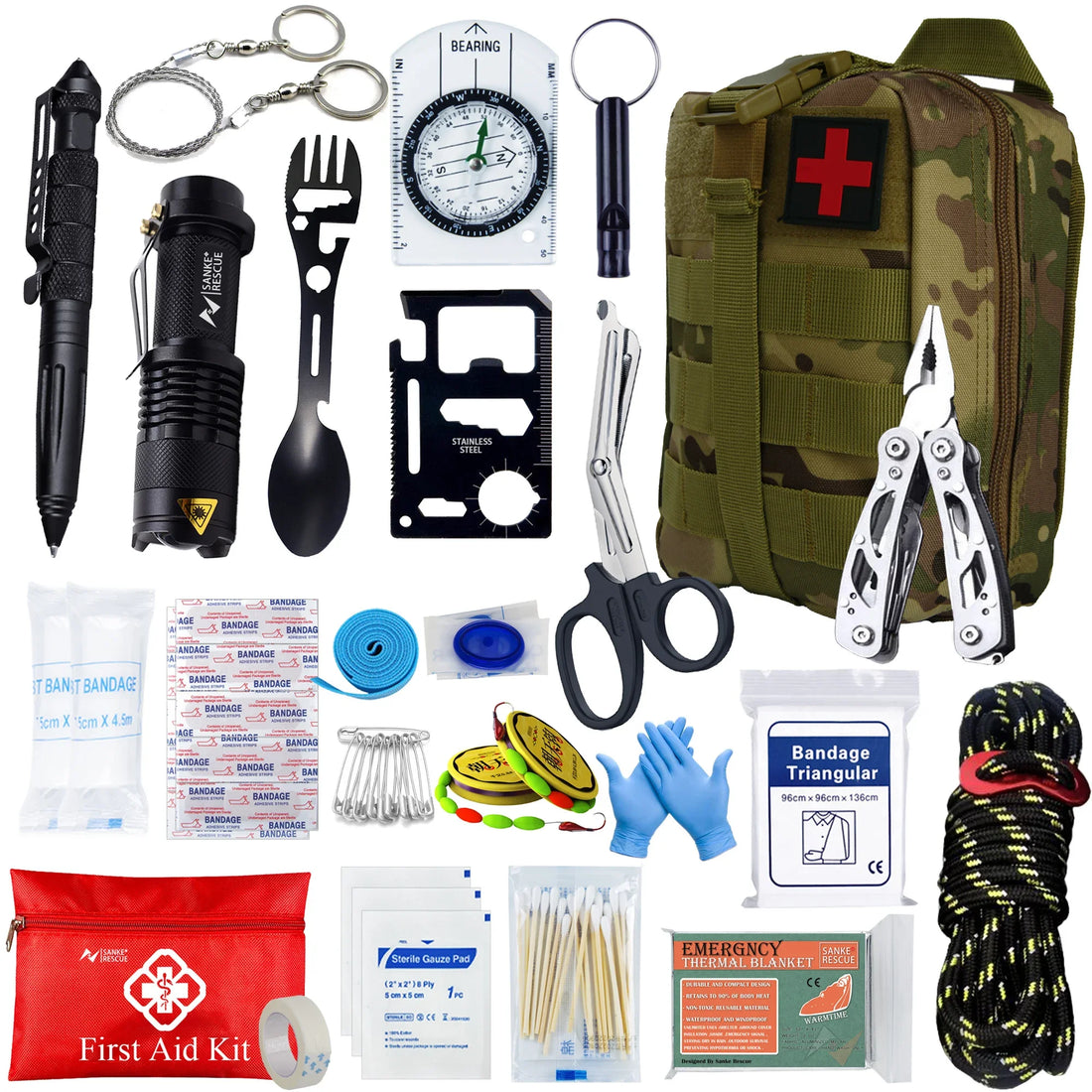 Survival First Aid Kit with MOLLE & Trauma Gear for Outdoors