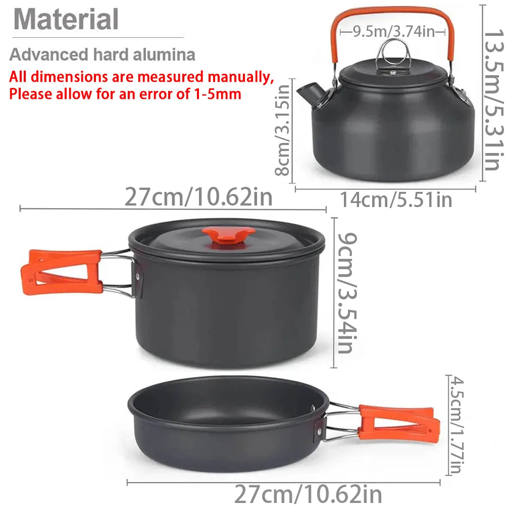 Camping Cookware & Tableware Set for 2–3 People