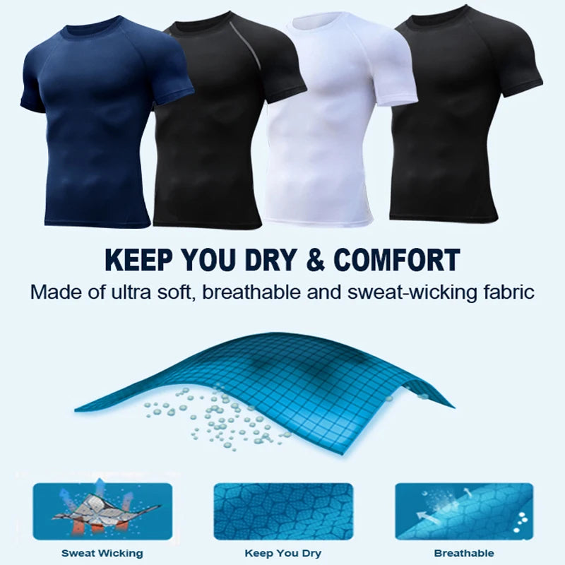 Men’s Compression Workout T-Shirt Quick-Dry Baselayer