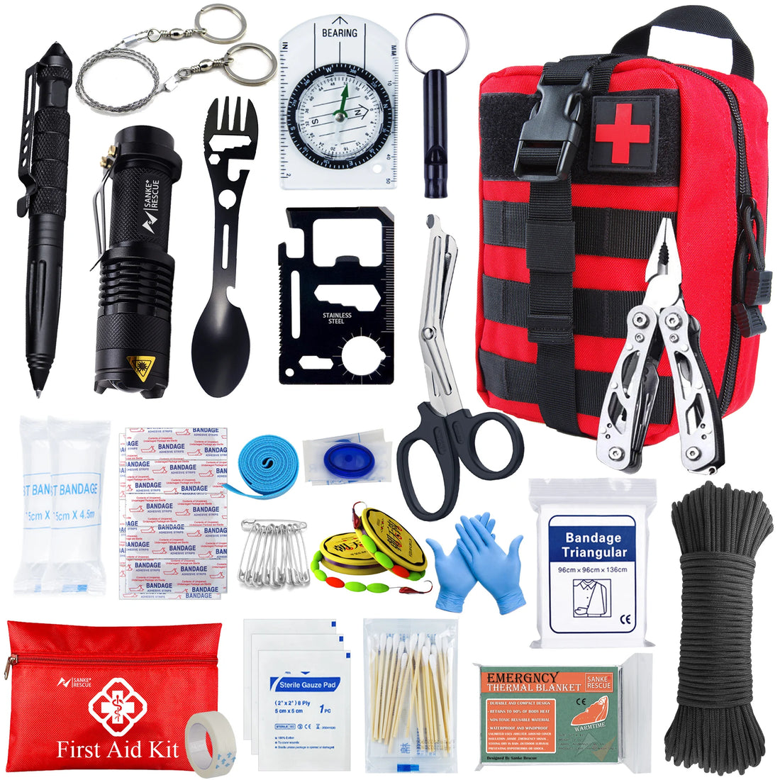 Survival First Aid Kit with MOLLE & Trauma Gear for Outdoors